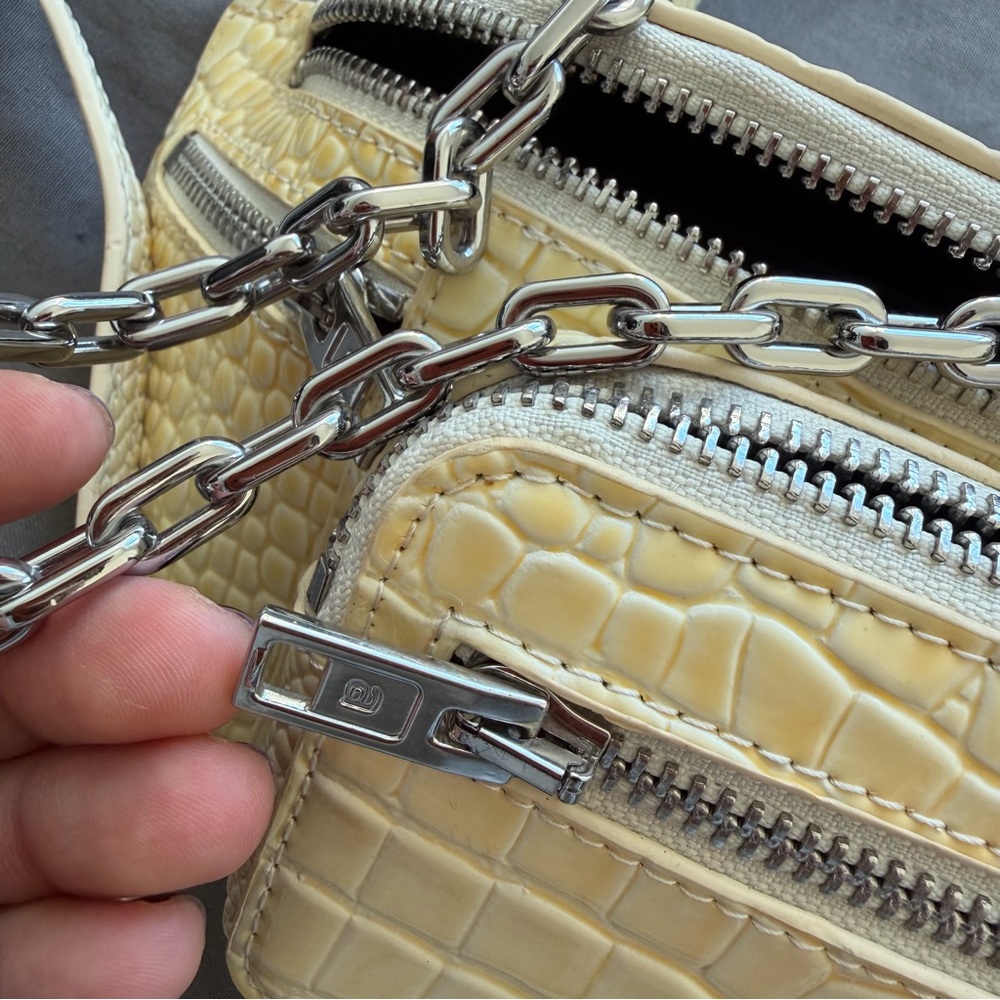 Alexander Wang “Attica” Mini Cream Yellow Croc-Embossed Convertible Shoulder Bag - Picture 10 of 13